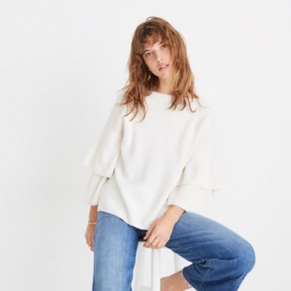 Madewell Sweaters - MADEWELL Tier Sleeve Pullover Sweater Ivory {LL40}